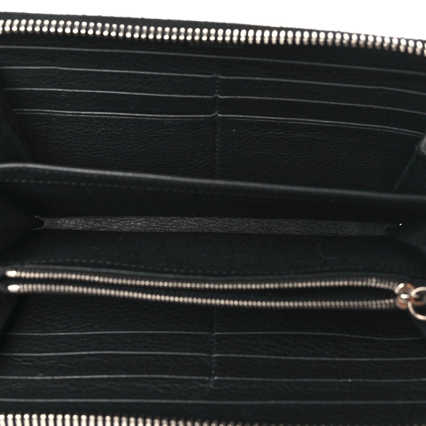 Calfskin Papier Zip Around Wallet Black
