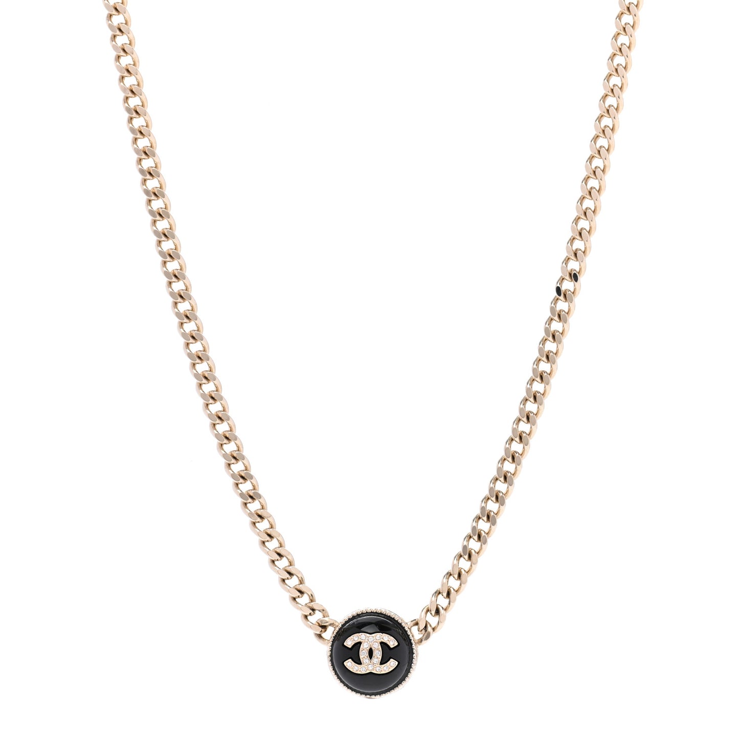 Crystal Resin CC Chain Link Short Necklace Black Gold