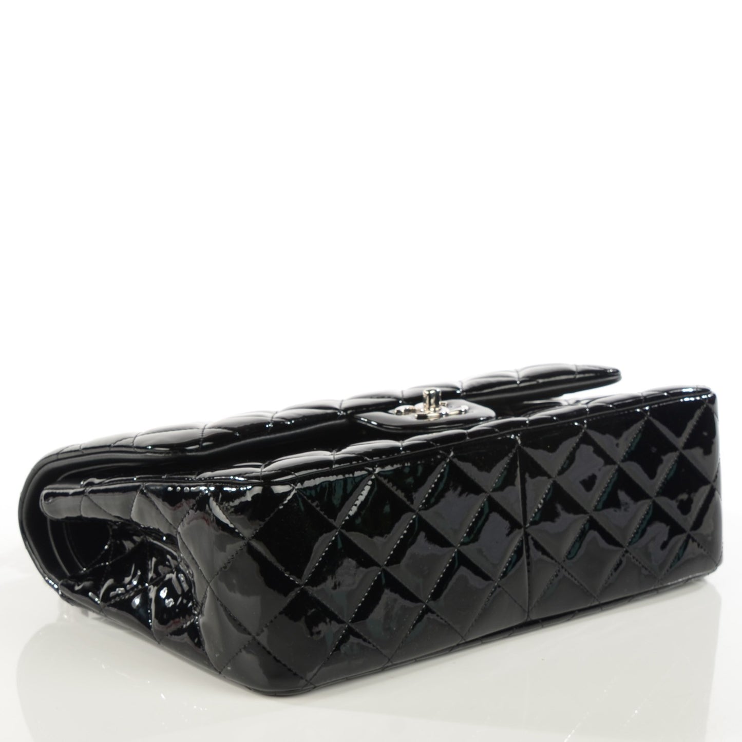 Patent Quilted Jumbo Double Flap Black