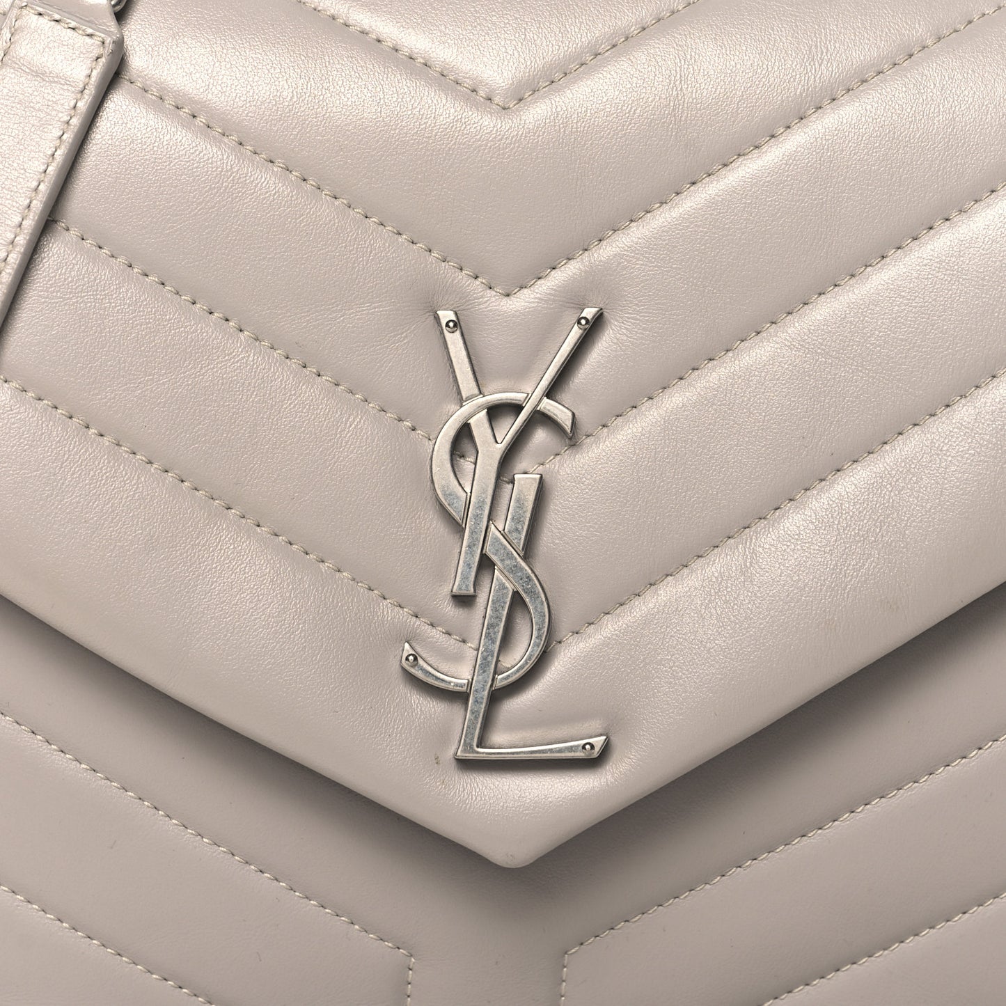 Calfskin Y Quilted Monogram Medium Loulou Chain Satchel Granite