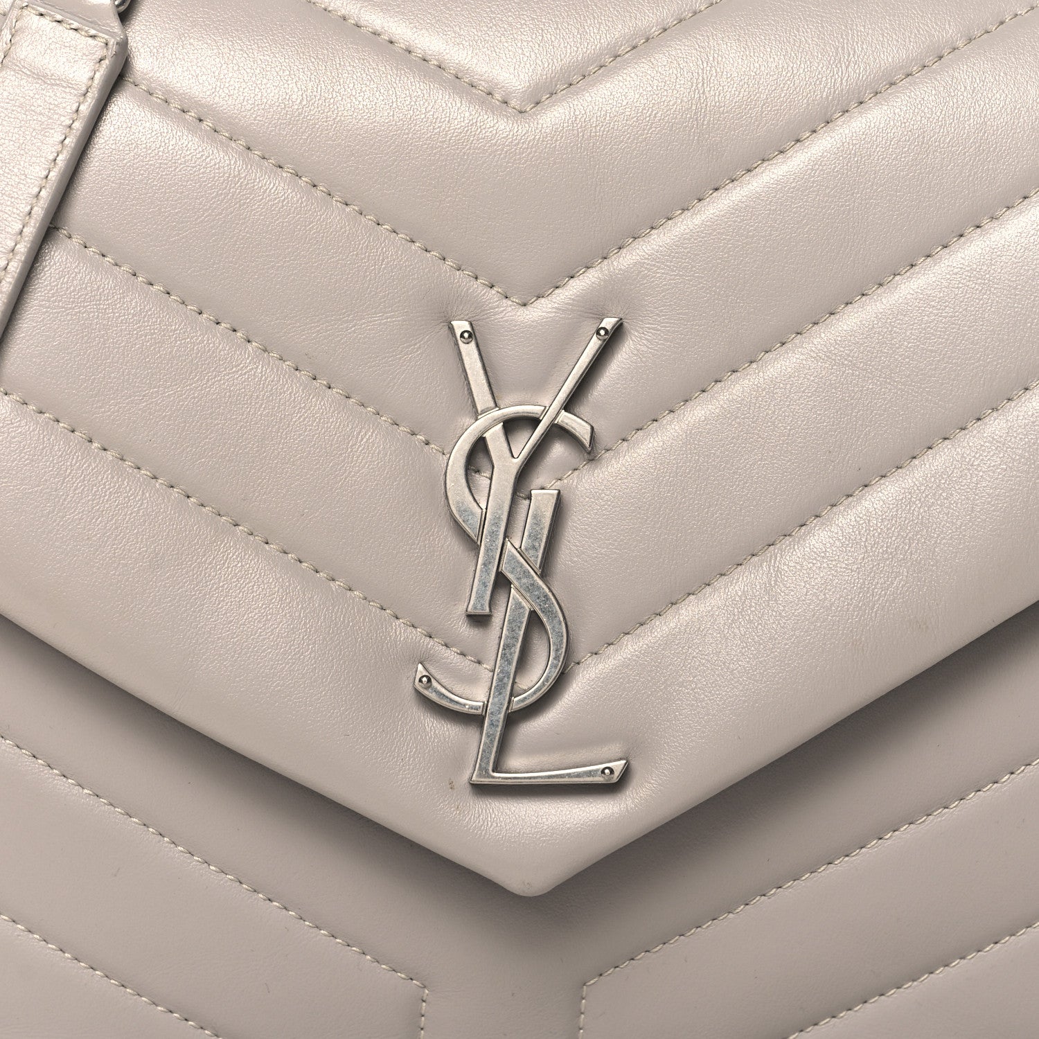 Saint Laurent Calfskin Y Quilted Monogram Medium Loulou Chain Satchel Granite 8 of 12