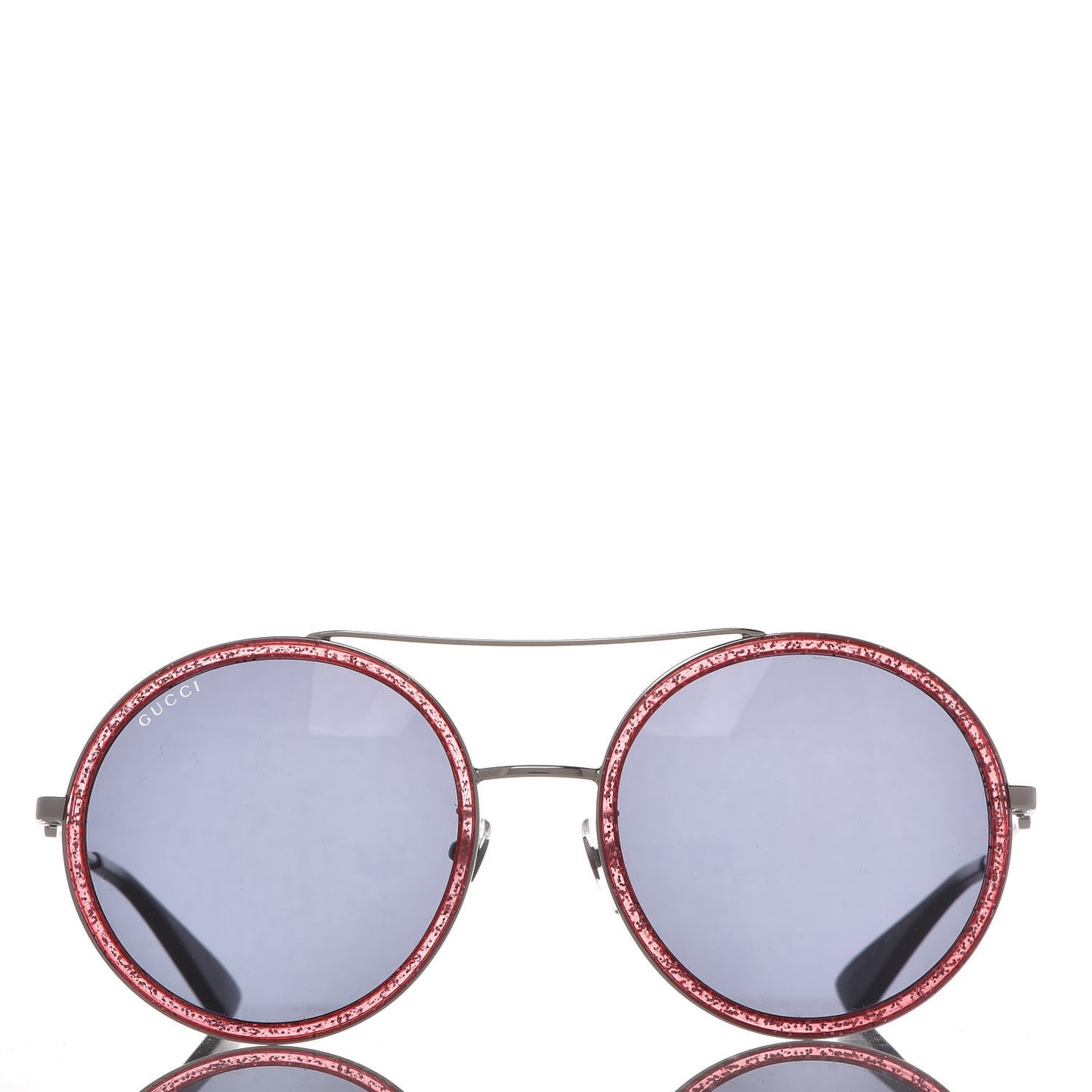 Metal Round Frame Glitter Sunglasses GG0061S Red