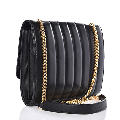 Saint Laurent Lambskin Matelasse Monogram Vicky Chain Wallet Black 2 of 11