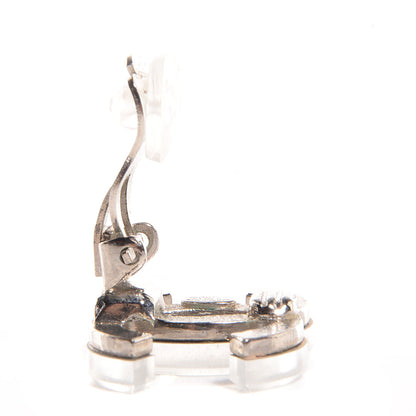 Chanel Resin CC Clip On Earrings Silver 3 of 4