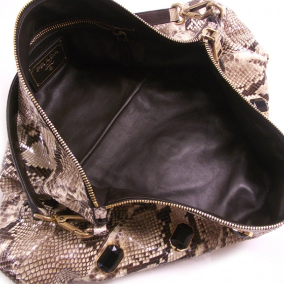 Prada Python Jeweled Tote Roccia 6 of 12
