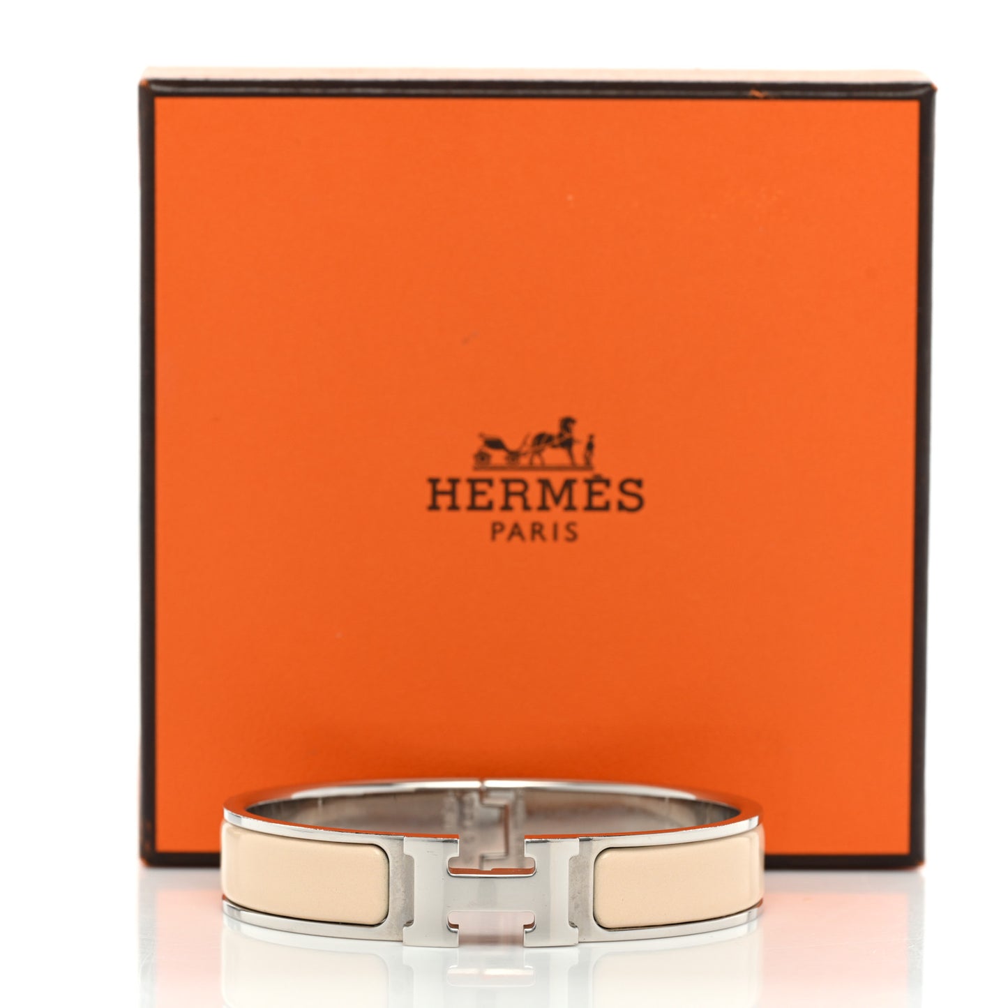 Enamel Narrow Clic Clac H Bracelet PM Beige Nacre