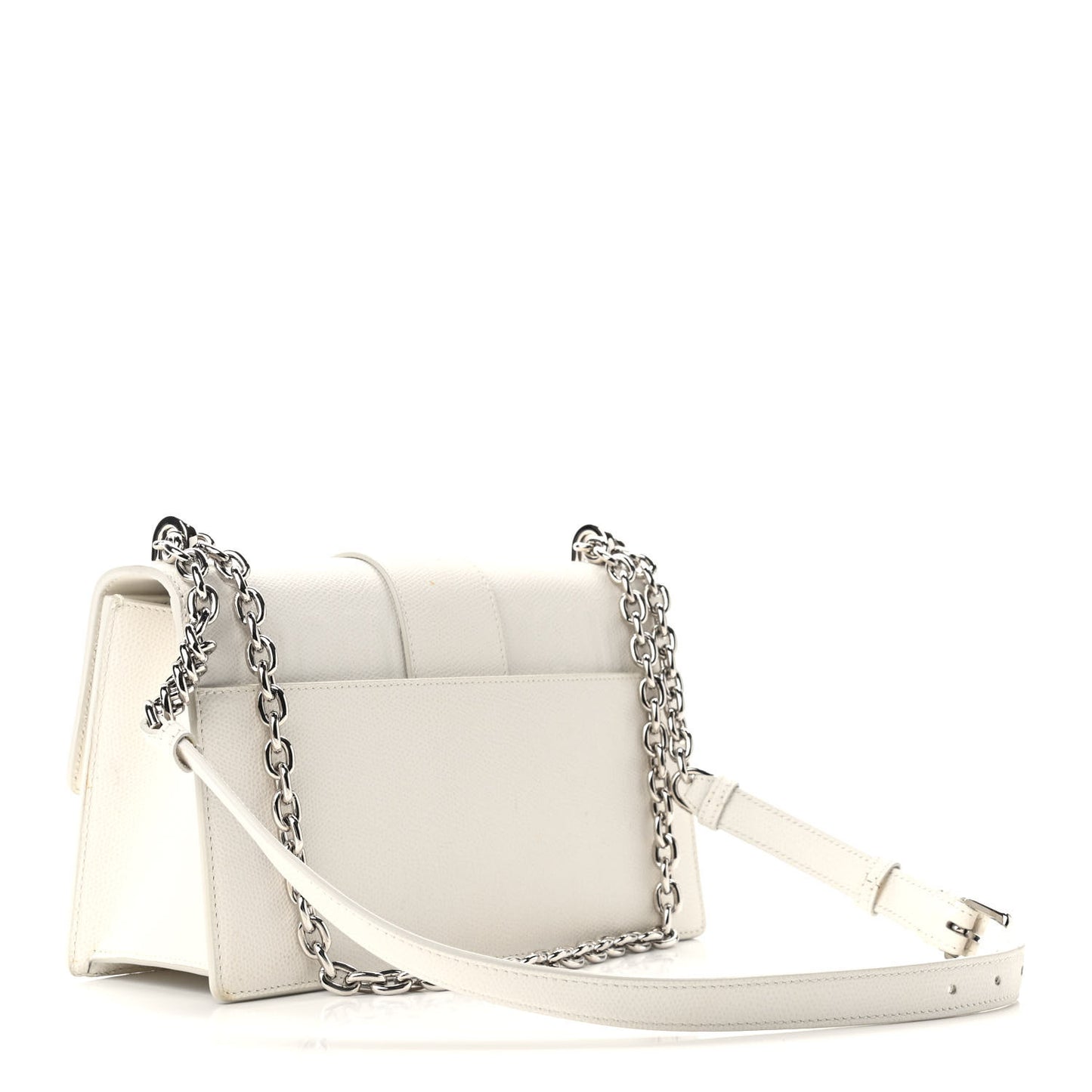 Grained Calfskin 30 Montaigne Chain Flap Bag White