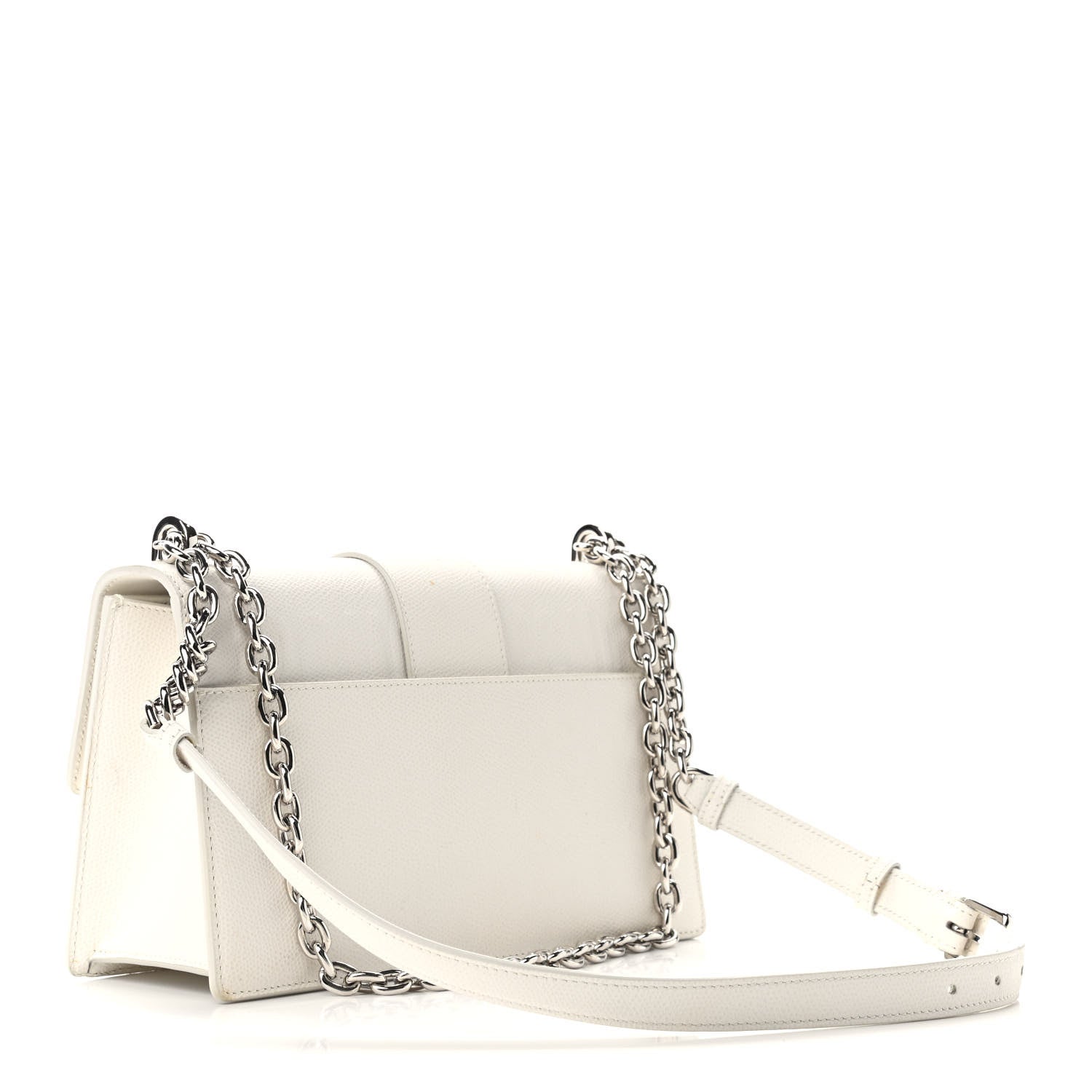 Christian Dior Grained Calfskin 30 Montaigne Chain Flap Bag White 3 of 12