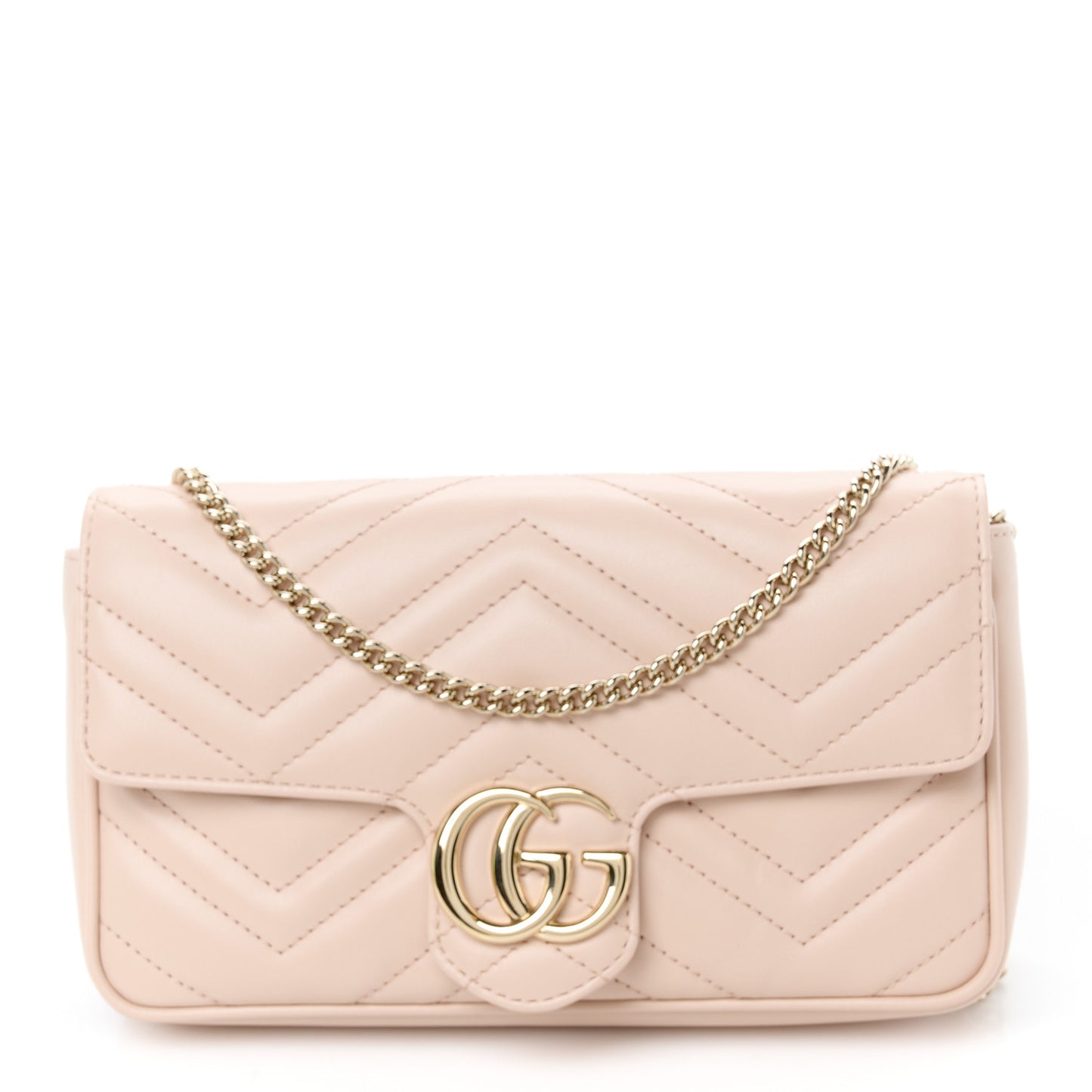 Calfskin Matelasse Mini GG Marmont Shoulder Bag With Card Holder Pink Beige Taupe