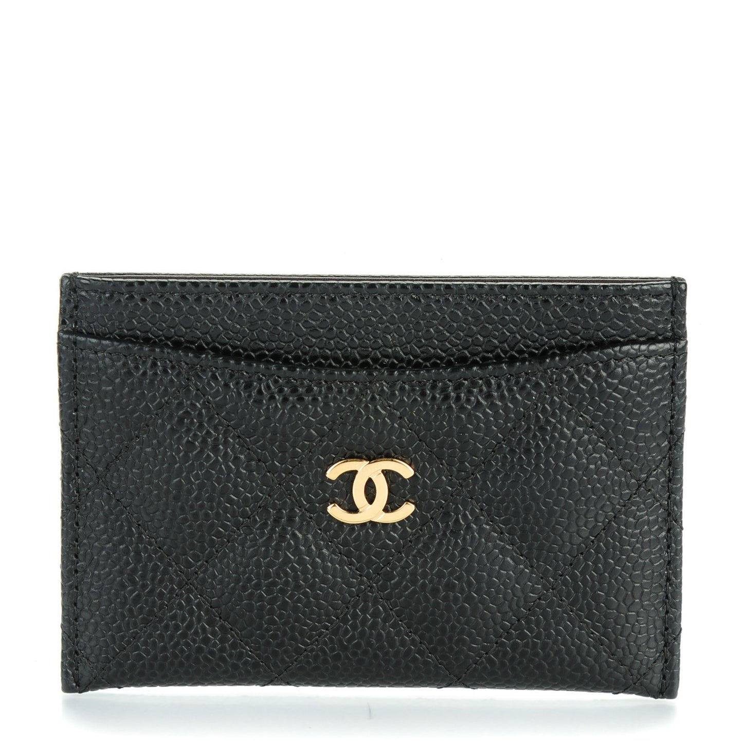 Caviar Quilted Card Holder Black