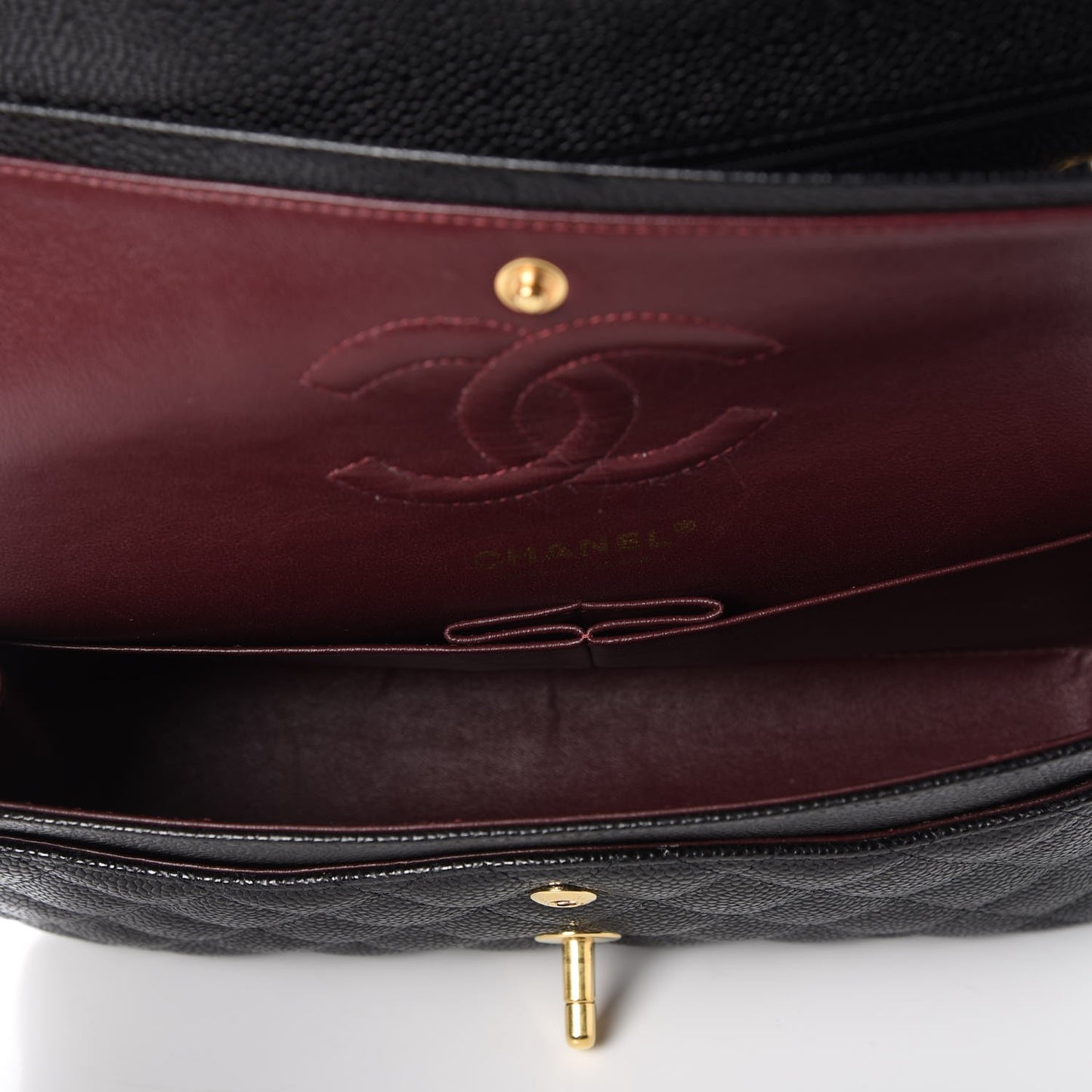 Caviar Quilted Medium Double Flap Black