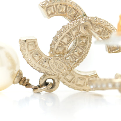 Chanel Crystal Pearl CC Drop Earrings Gold 4 of 5