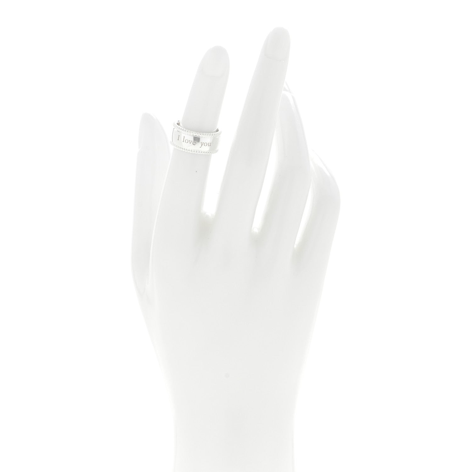 Tiffany Sterling Silver Milgrain I Love You Band Ring 47 4 2 of 4