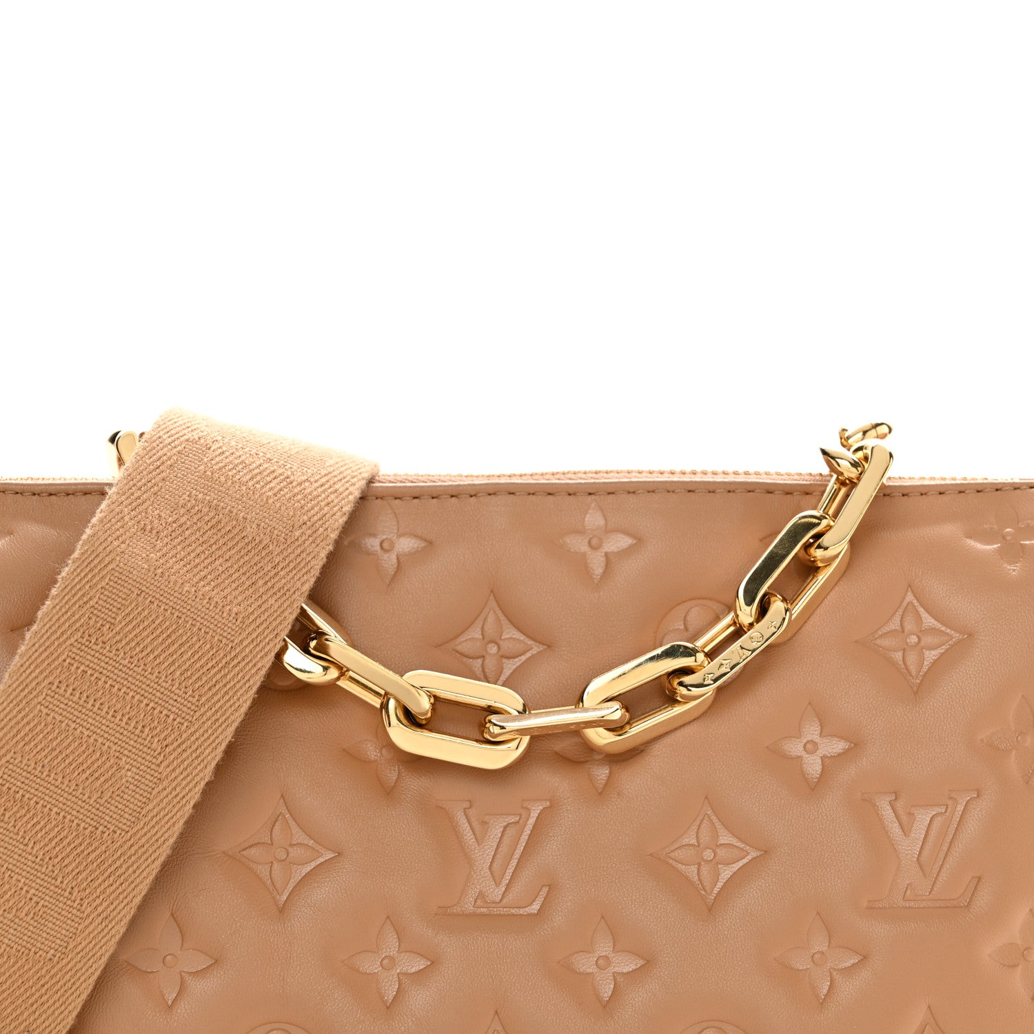 Louis Vuitton Lambskin Embossed Monogram Coussin PM Camel 7 of 9