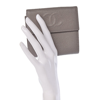 Chanel Caviar Timeless CC Compact French Wallet Light Grey 2 of 9