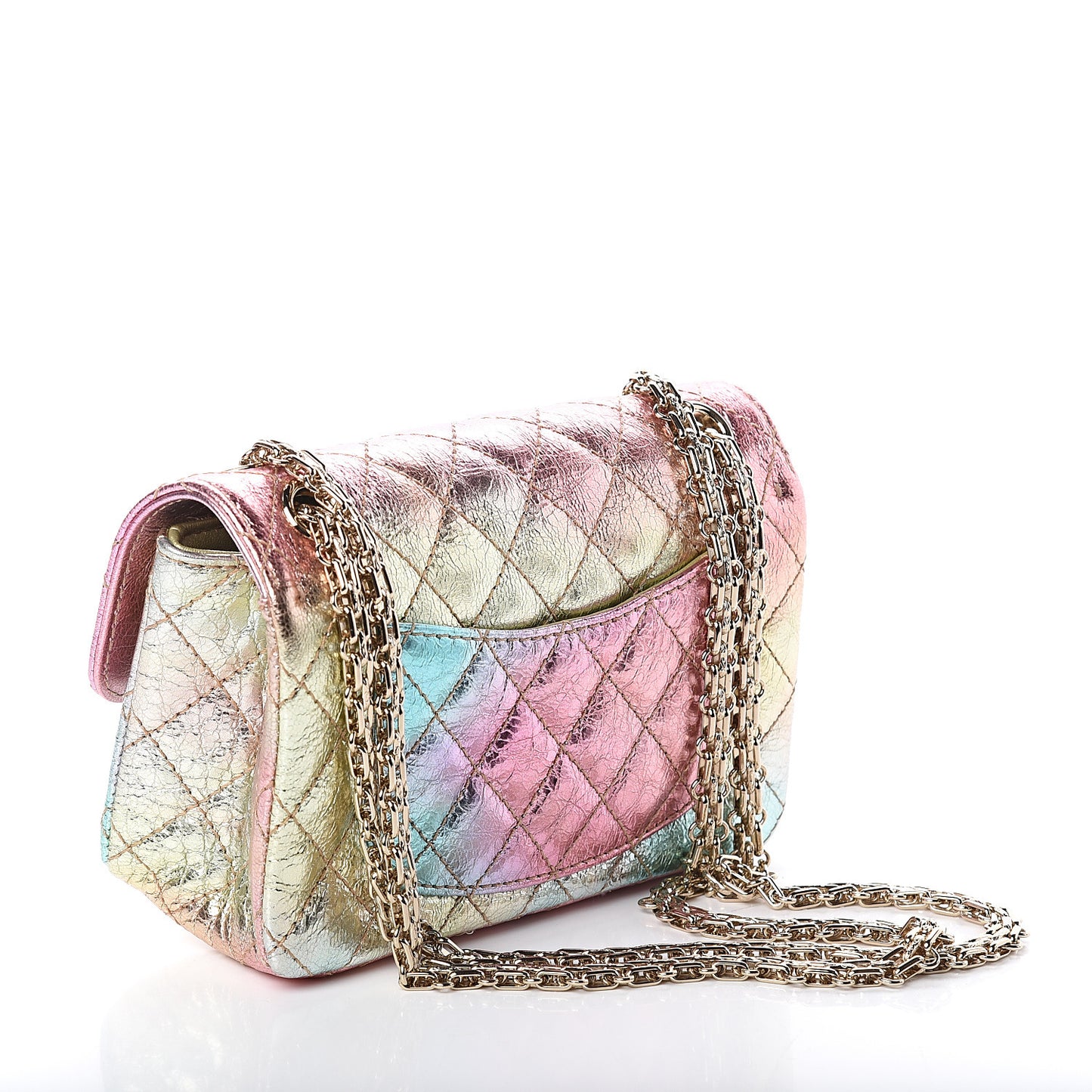 Metallic Goatskin Quilted Mini 2.55 Reissue Flap Multicolor