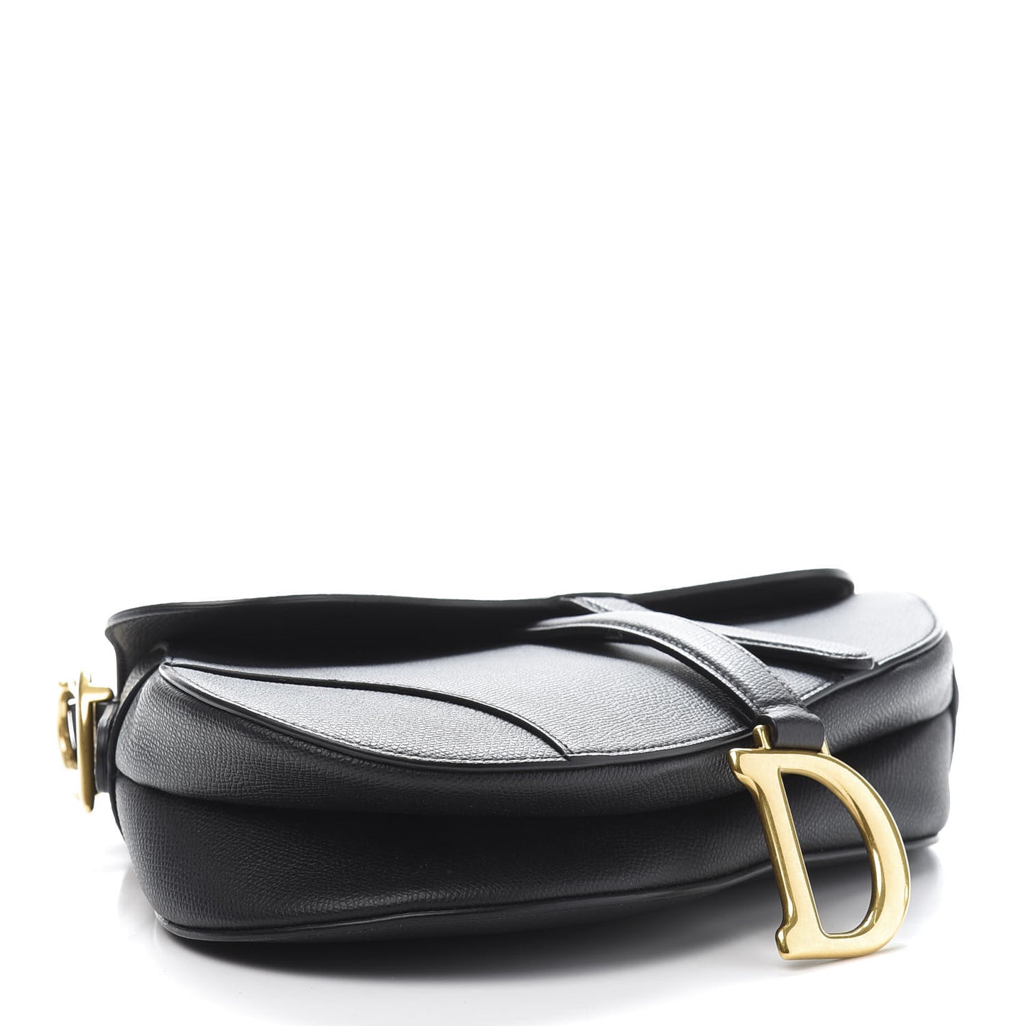 Grained Calfskin Saddle Bag Black