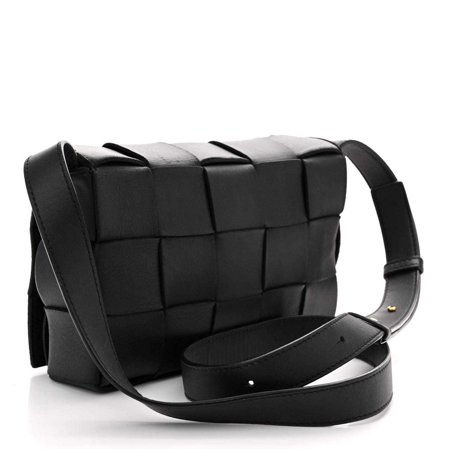 Lambskin Maxi Intrecciato Cassette Crossbody Bag Black