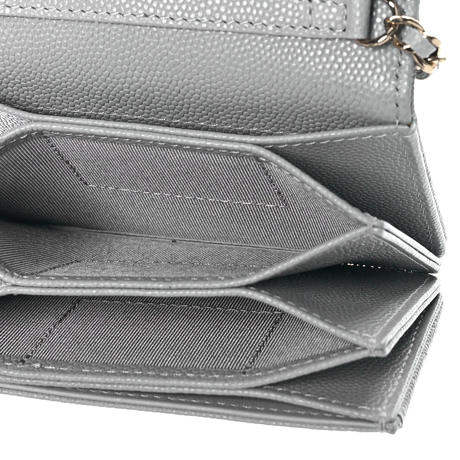 Chanel Caviar Quilted Flap Card Holder On Chain Grey 5 of 9