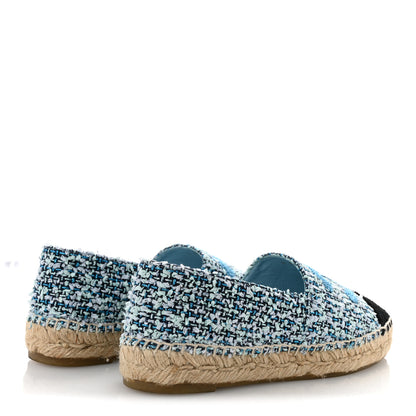 Chanel Tweed CC Espadrilles 36 Navy Blue Green Blue 5 of 10