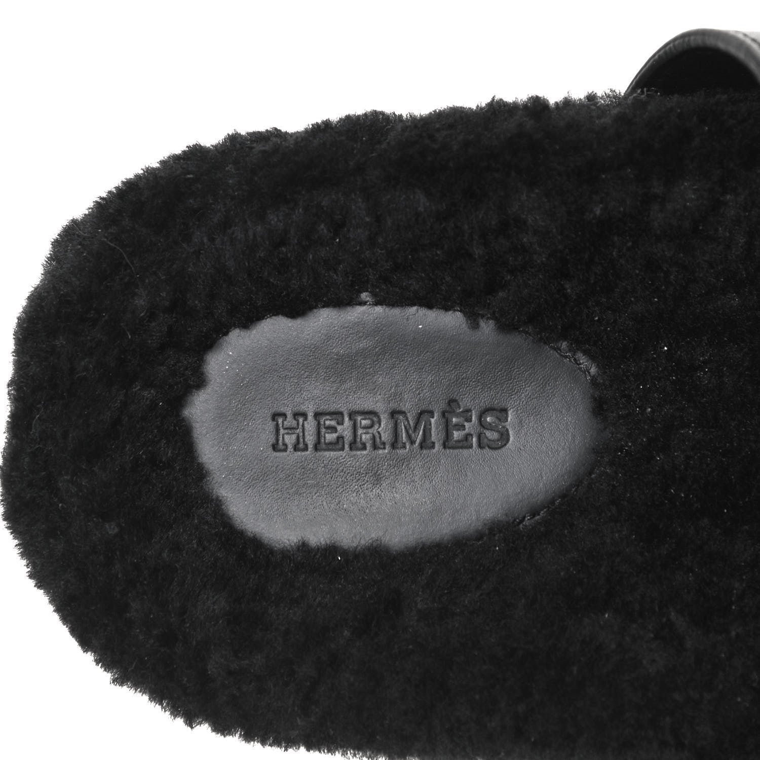 Hermes Calfskin Woolskin Womens Chypre Sandals 40 Black 7 of 11