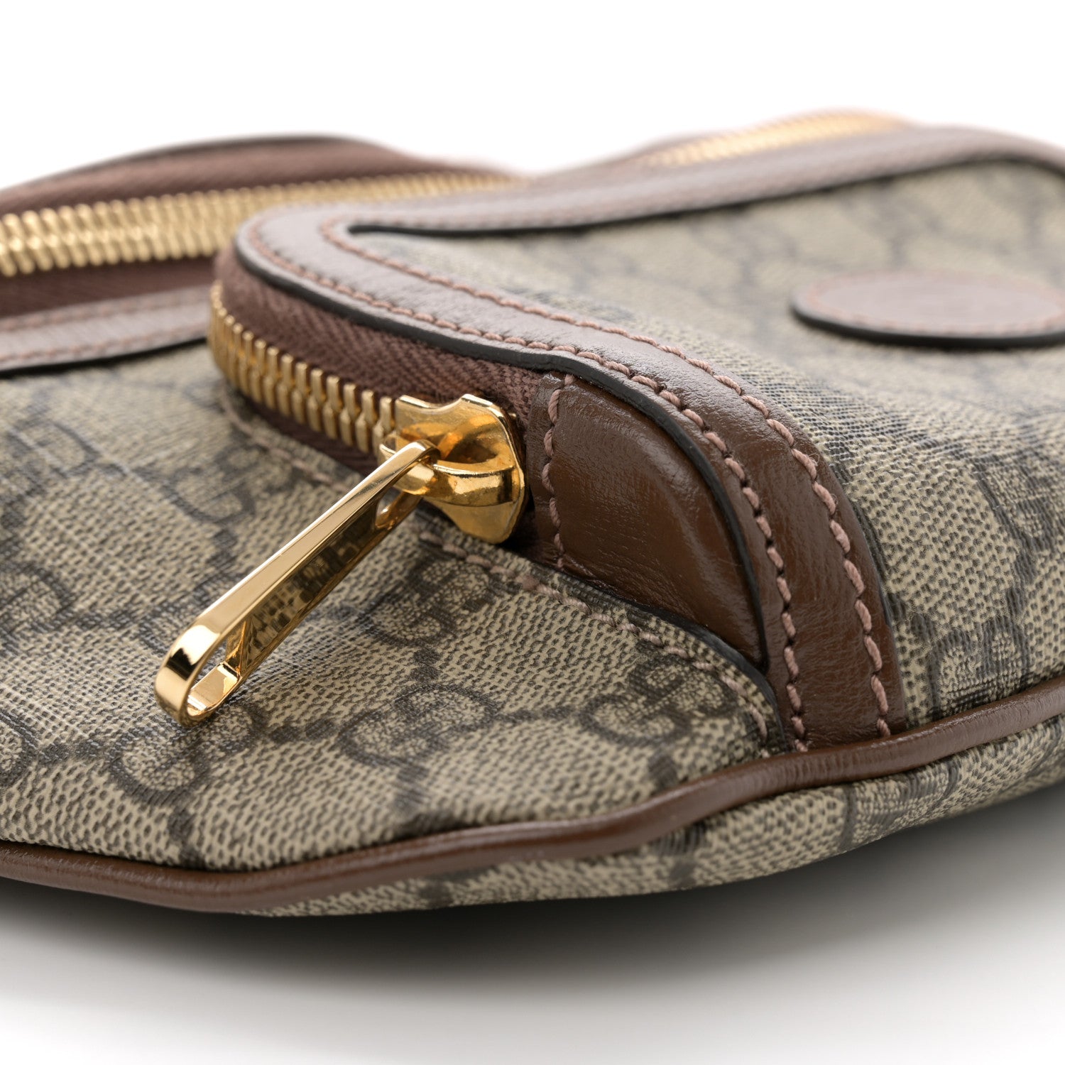Gucci GG Supreme Monogram Textured Calfskin Retro Interlocking G Belt Bag Beige Ebony Brown Sugar 9 of 12