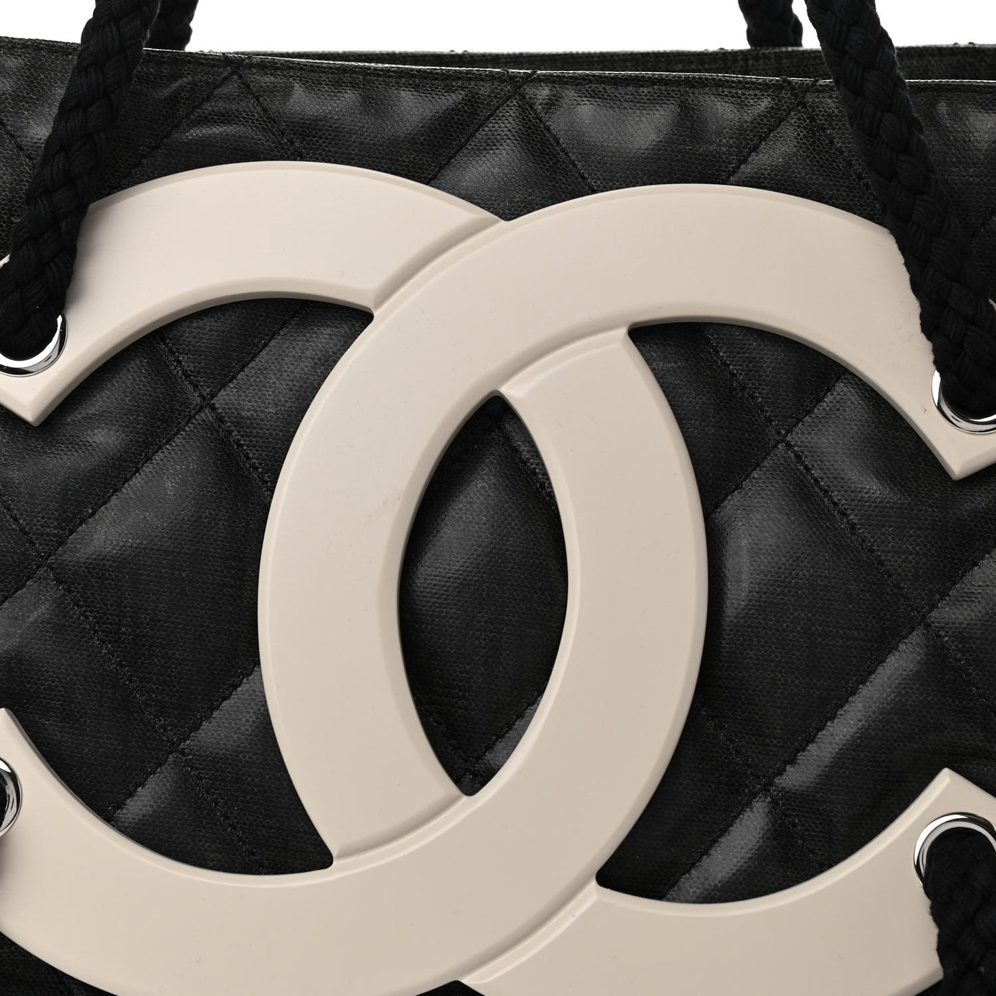 Coated Canvas Large CC Yacht Tote Black White