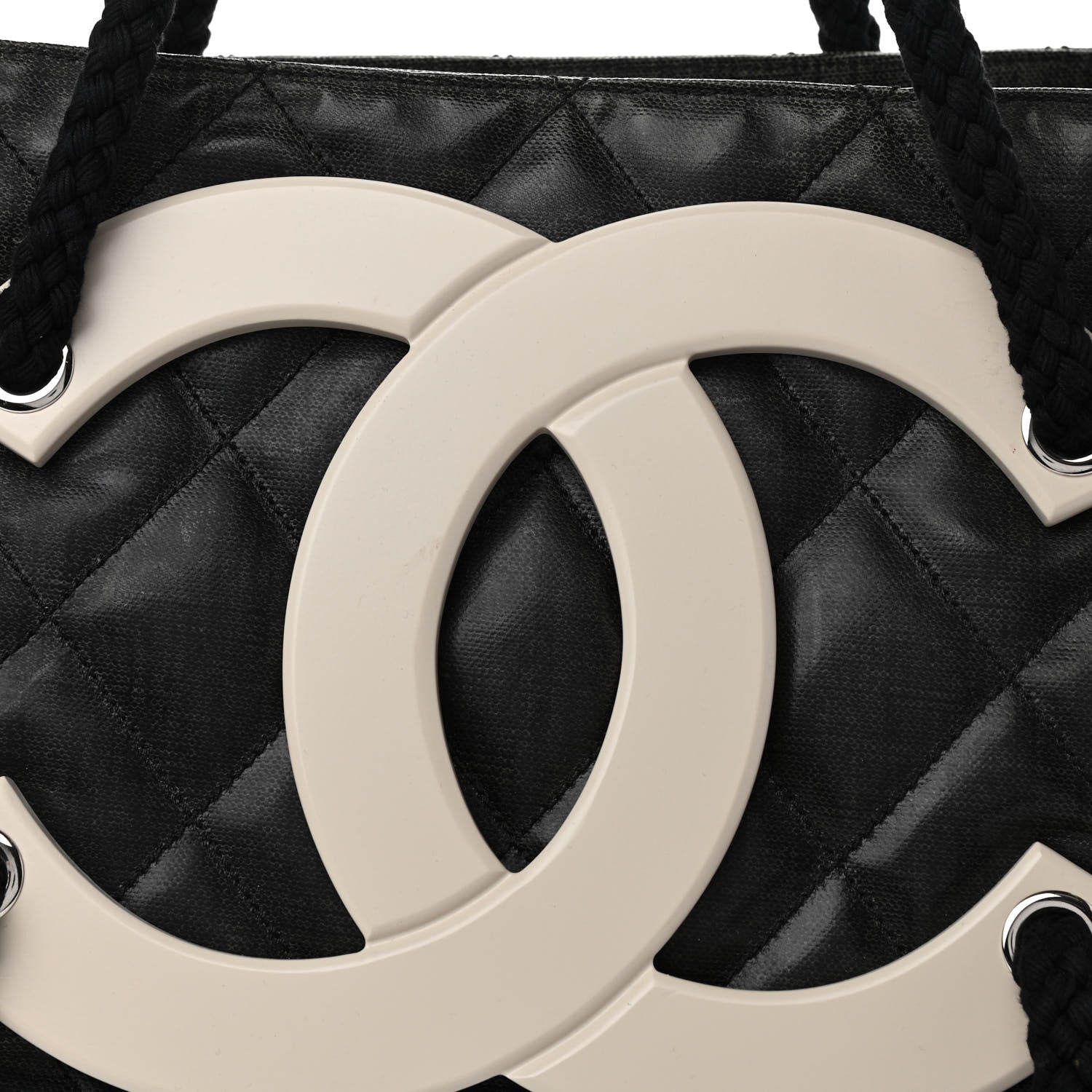 Chanel Coated Canvas Large CC Yacht Tote Black White 7 of 12