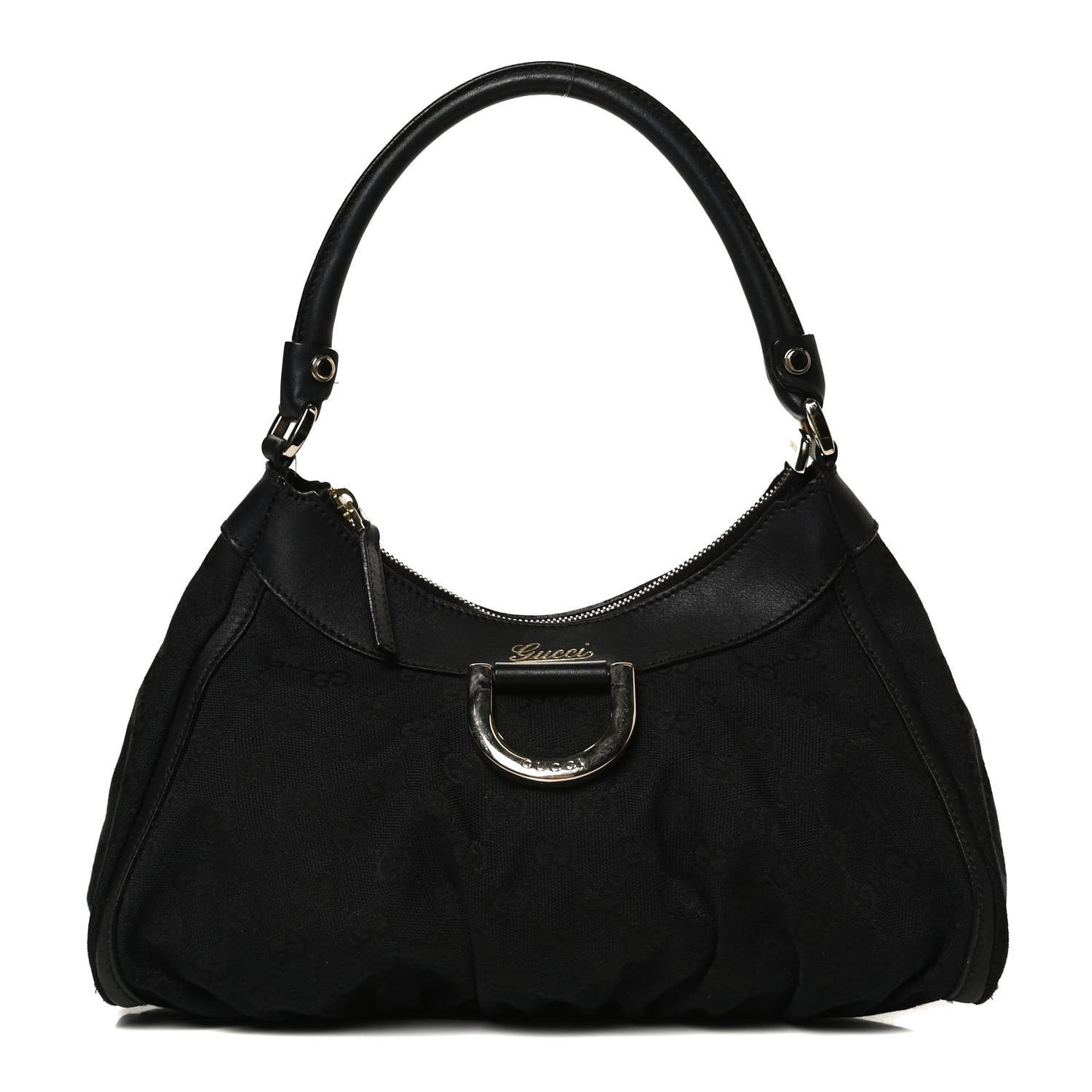 Monogram Medium D Gold Ring Hobo Black