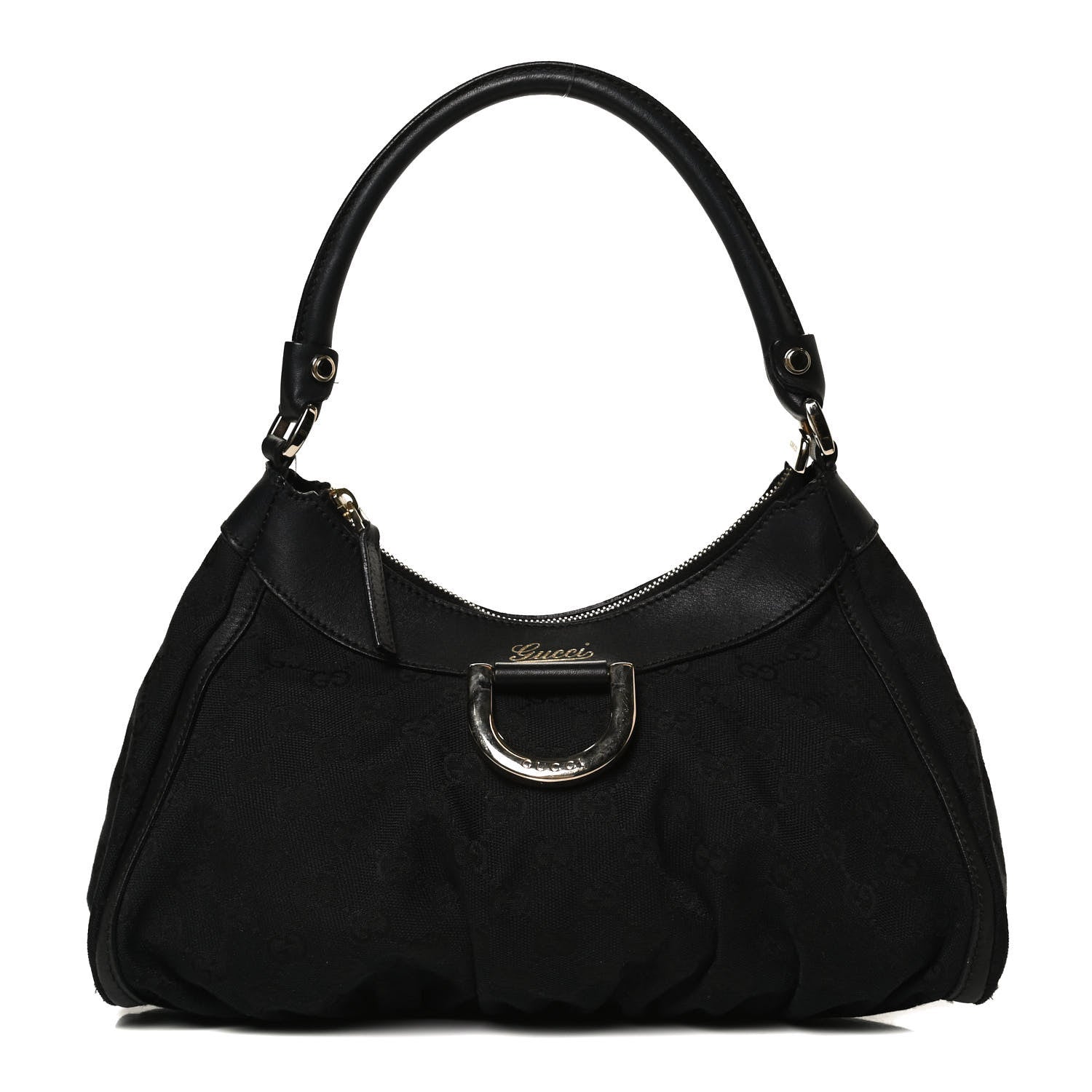 Gucci Monogram Medium D Gold Ring Hobo Black 2 of 15