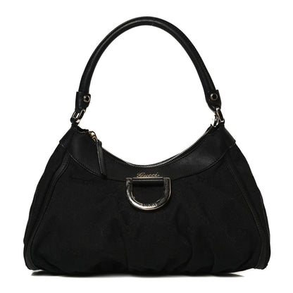 Gucci Monogram Medium D Gold Ring Hobo Black 2 of 15