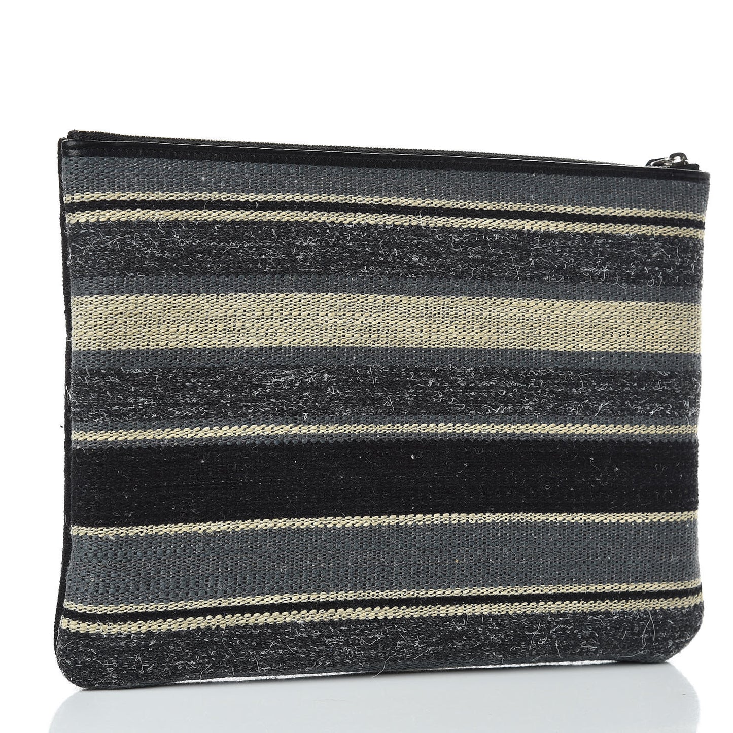 Striped Canvas Deauville Pouch Clutch Black