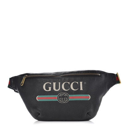 Gucci Grained Calfskin Logo Belt Bag Black 1 of 9