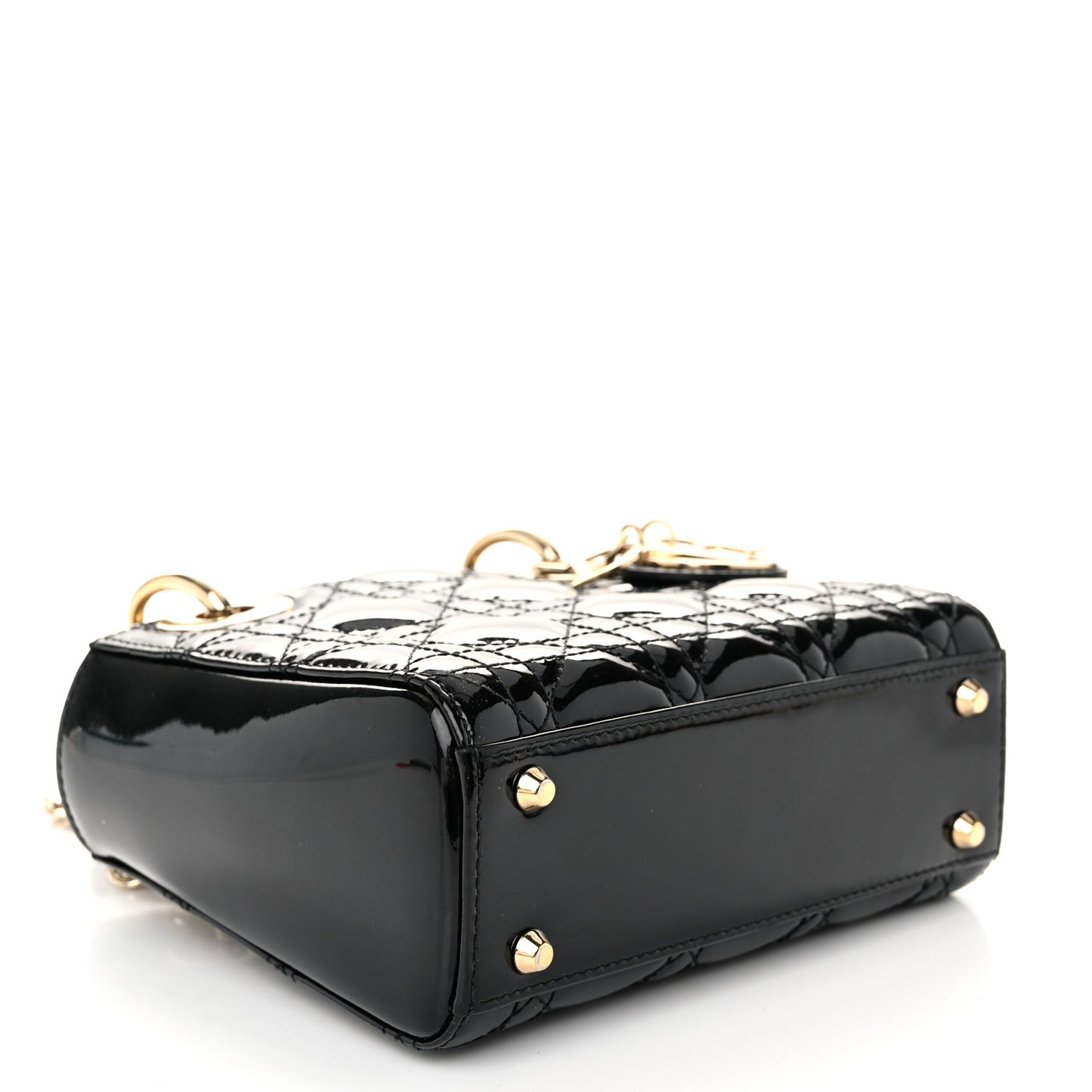 Patent Cannage Mini Lady Dior Black