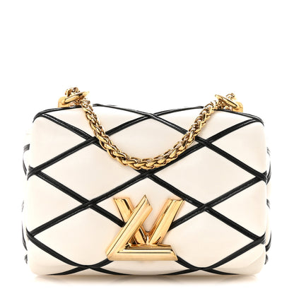 Louis Vuitton Lambskin Malletage Pico GO-14 White Black 1 of 8