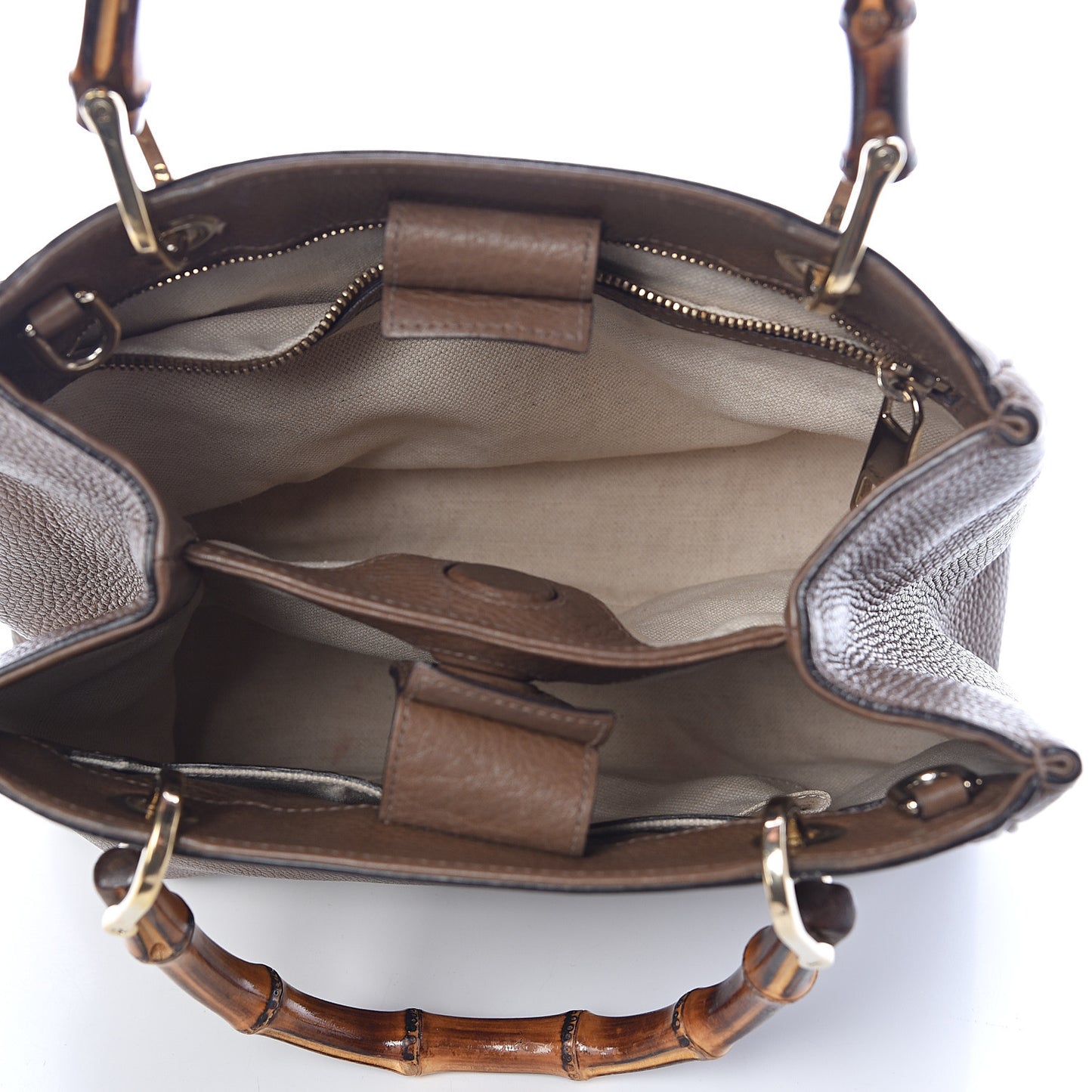 Calfskin Small Bamboo Shopper Tote Acero