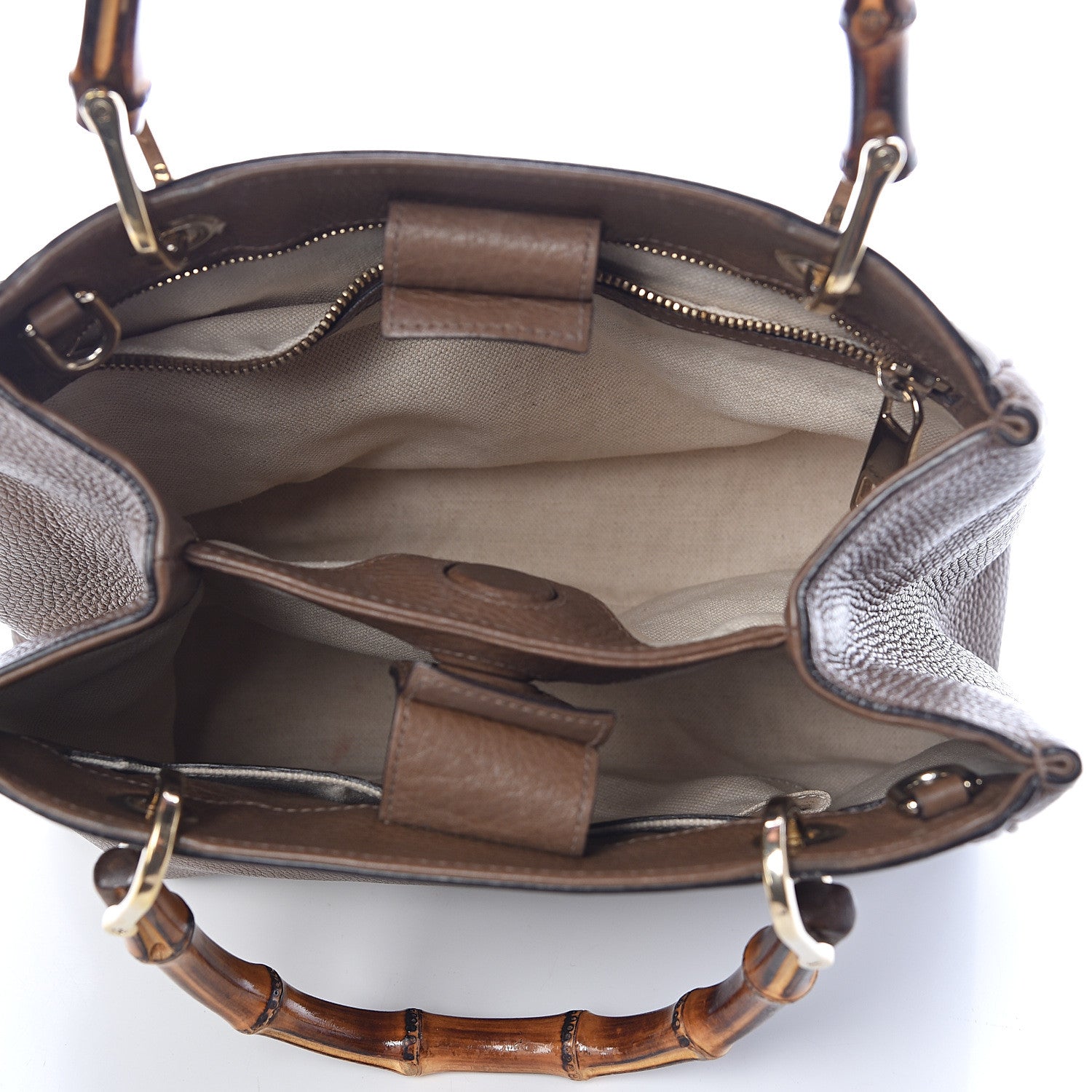 Gucci Calfskin Small Bamboo Shopper Tote Acero 5 of 14