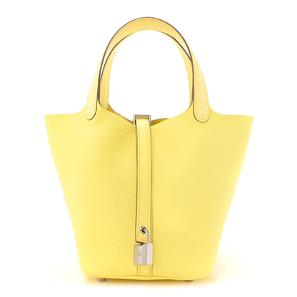 Hermes Taurillon Clemence Ostrich Touch Picotin Lock 18 PM Limoncello 1 of 11