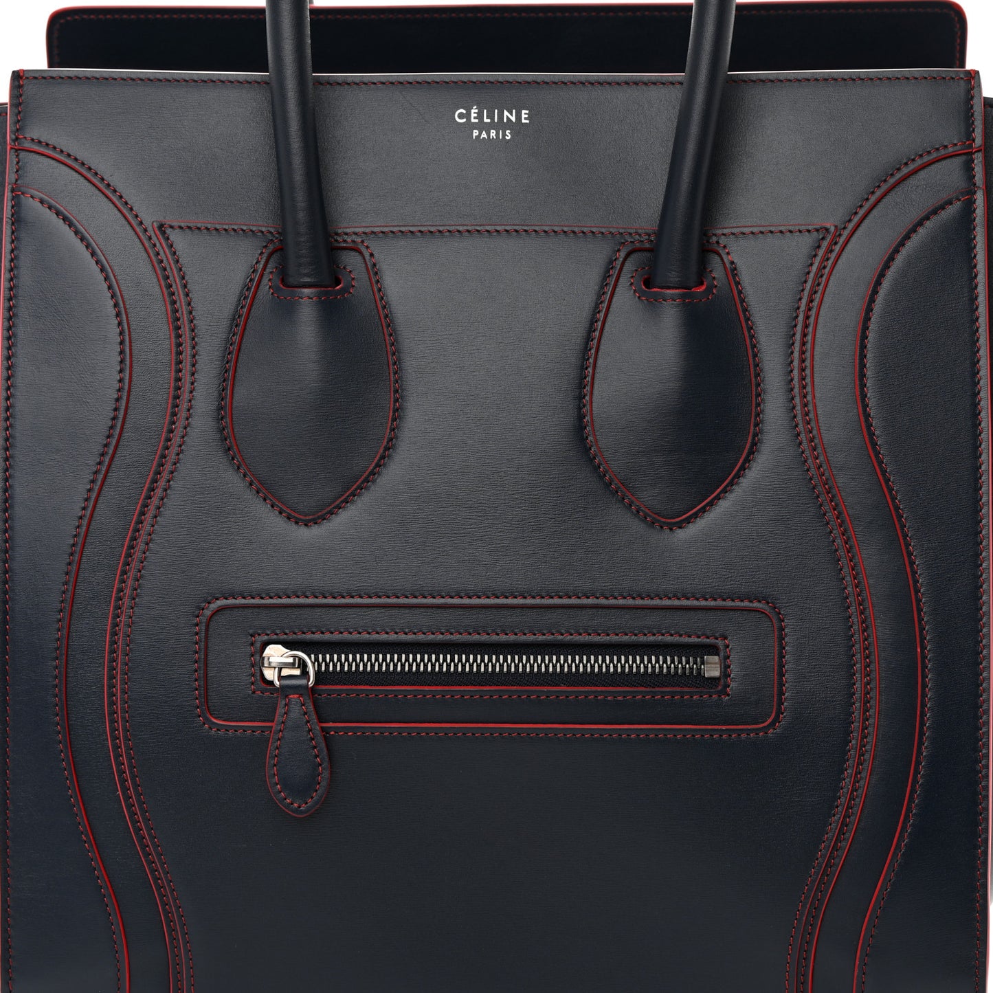 Satin Debossed Calfskin Mini Luggage Navy Blue