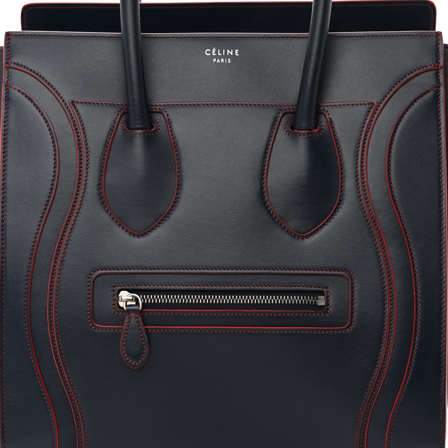 Celine Satin Debossed Calfskin Mini Luggage Navy Blue 8 of 14