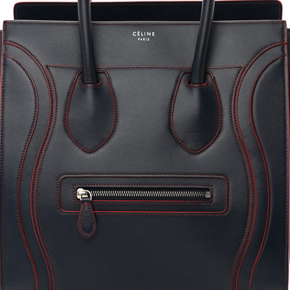 Celine Satin Debossed Calfskin Mini Luggage Navy Blue 8 of 14