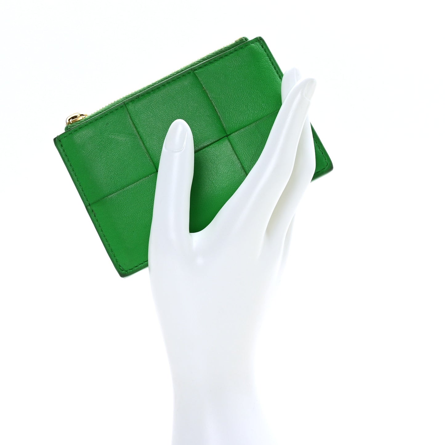 Nappa Maxi Intrecciato Zip Card Holder Parakeet