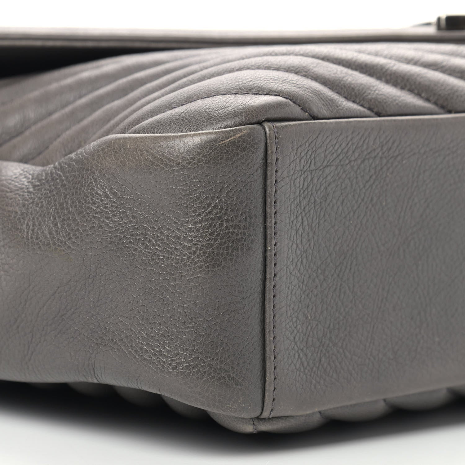 Saint Laurent Sheepskin Matelasse Chevron Monogram Large College Satchel Dark Anthracite 8 of 13