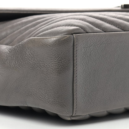 Saint Laurent Sheepskin Matelasse Chevron Monogram Large College Satchel Dark Anthracite 8 of 13