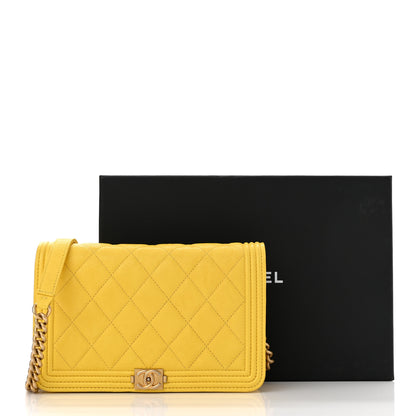Chanel Caviar Quilted Boy Wallet On Chain WOC Yellow 11 of 11