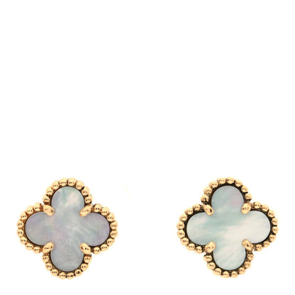 Van Cleef & Arpels 18K Yellow Gold Mother of Pearl Sweet Alhambra Earrings 1 of 5