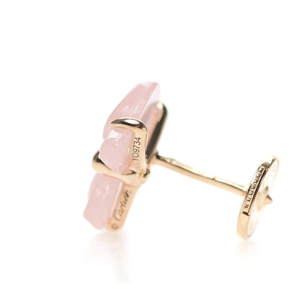 Cartier 18K Pink Gold Diamond Rose Quartz Caresse D'Orchidees Par Earrings 5 of 7