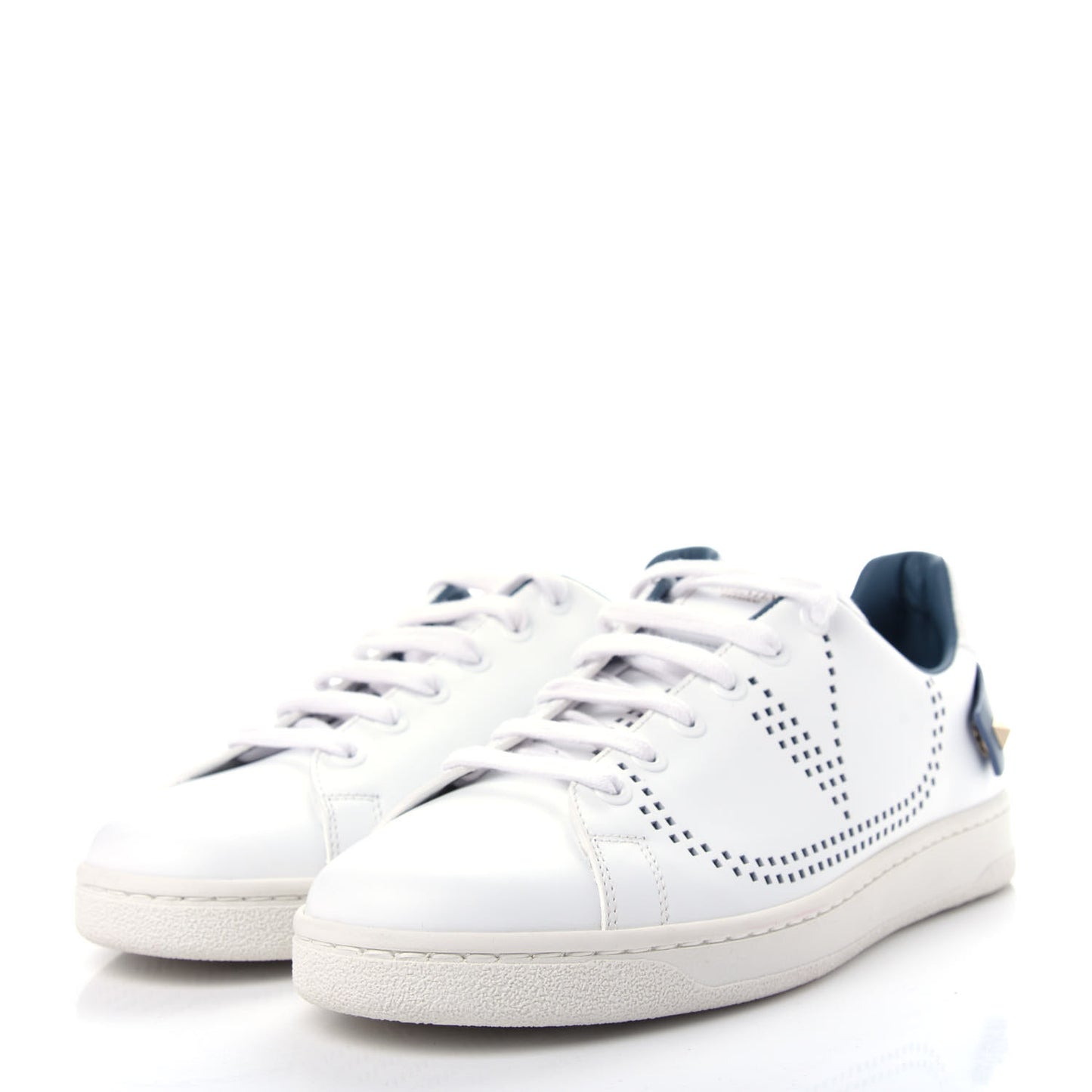 Calfskin Womens Backnet Sneakers 38 White Blue