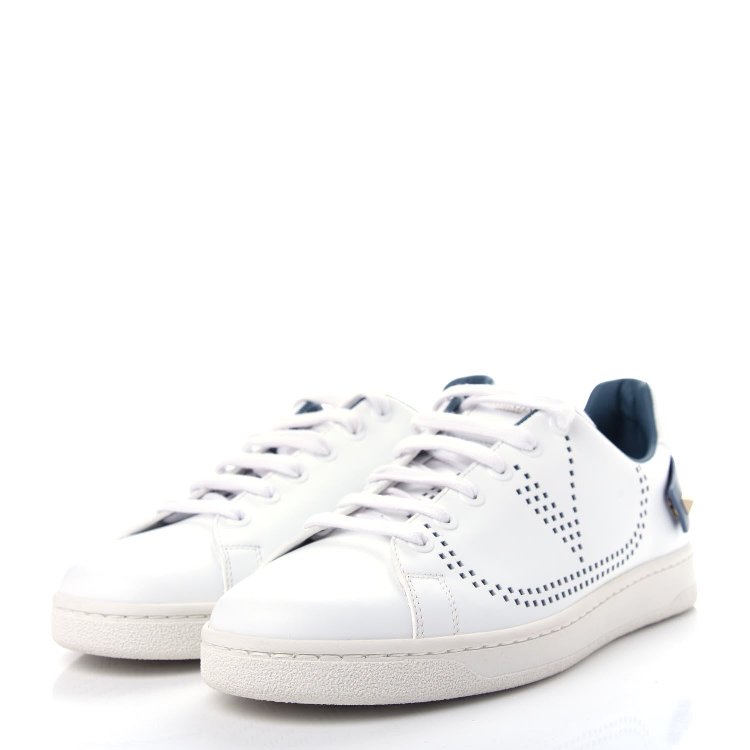 Valentino Garavani Calfskin Womens Backnet Sneakers 38 White Blue 3 of 11