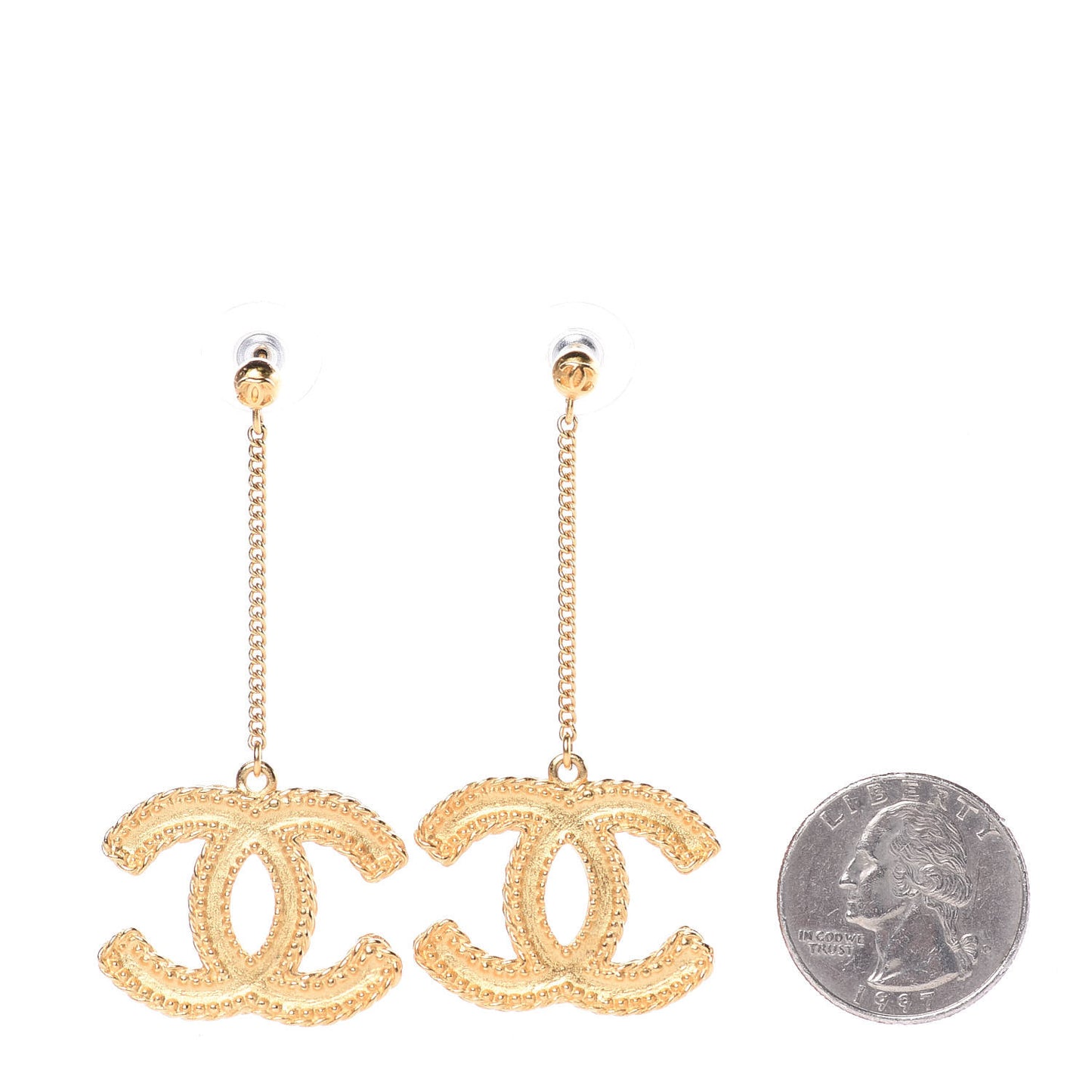 CC Drop Earrings Matte Gold